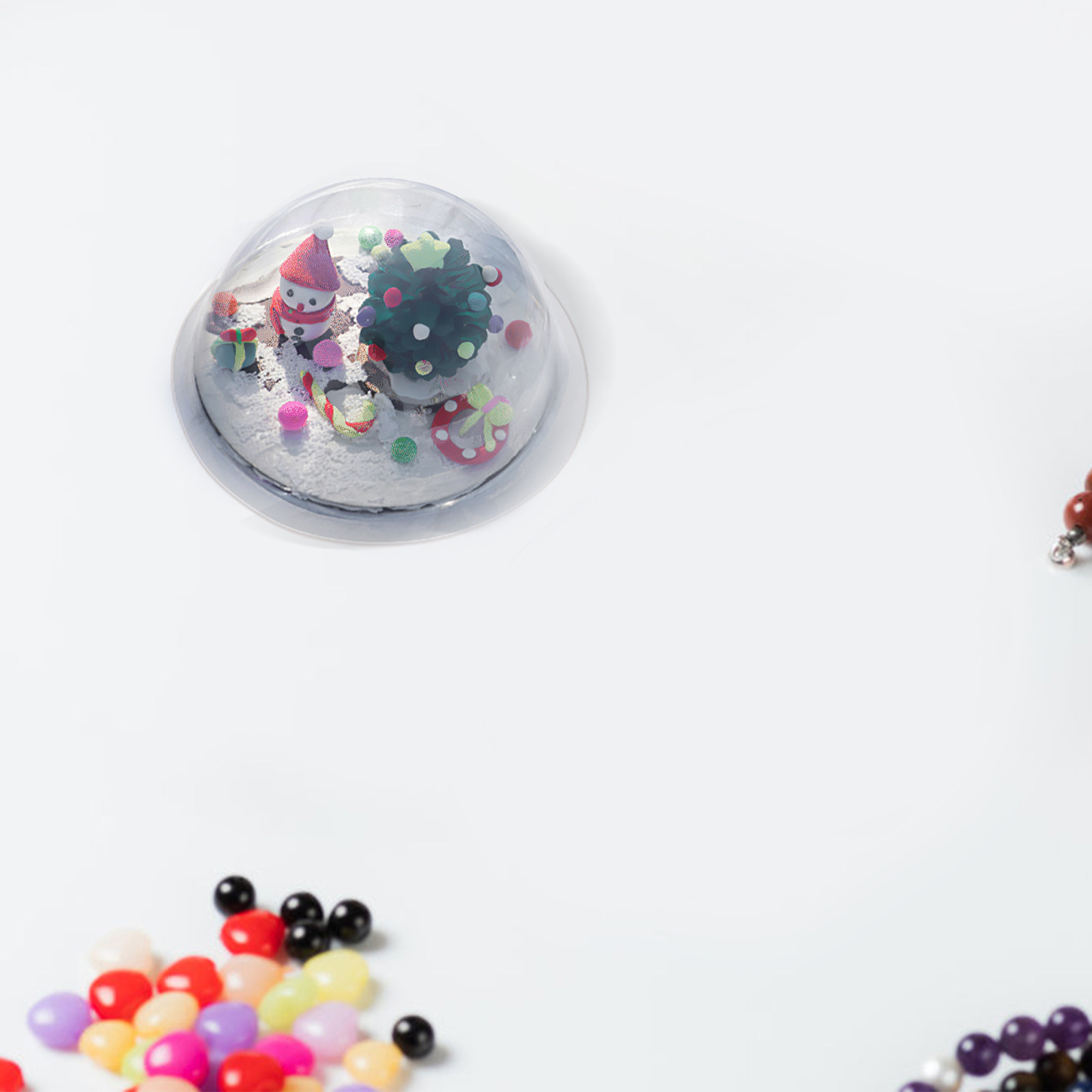 Plastic Dome Clear - 30 Adet Plastik Yarım Küre Süsleme